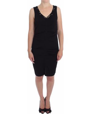 Roccobarocco Mouwloos Gerimpeld Jersey Jurk - Zwart