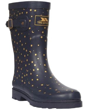 Trespass Ladies Celeste Printed Wellington Boots (Midnight) - Blue