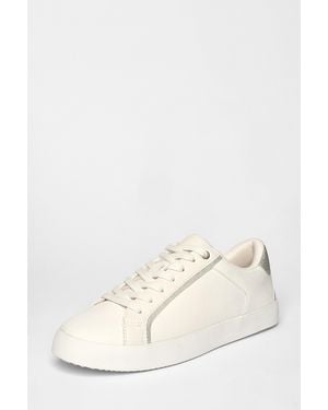 Quiz Faux Leather Glitter Trainers - Natural
