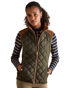 Joules Braemar Luxe Showerproof Diamond Quilted Gilet - Green