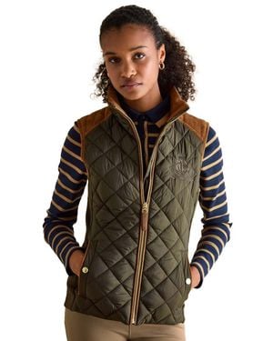 Joules Braemar Luxe Showerproof Diamond Quilted Gilet - Green