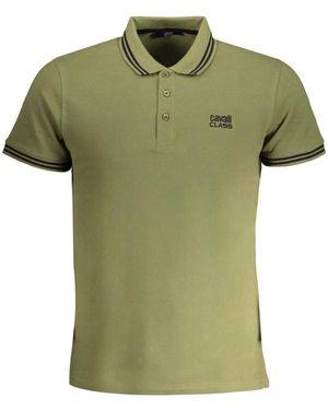 Roberto Cavalli Tipped Collar Logo Polo Shirt Material_Cotton - Green