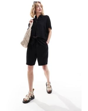 SELECTED Gulia High Waist Linen Blend Shorts Co-Ord - Black