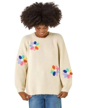 Roman Floral Knit Jumper - Natural