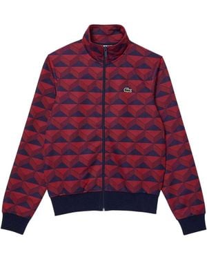 Lacoste Robert George Sweatshirt Met Motief Jacquard En Volledige Rits /Zwarte Opdruk) - Paars