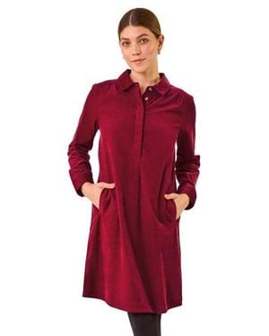 Roman Corduroy Tunic Shirt Dress - Red