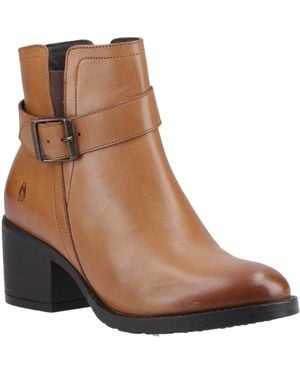 Hush Puppies Hensley Leren Tan Enkellaarzen Met Hoge Hak Voor - Bruin