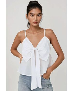 Hiccup V-Neck Soft Touch Blouse With Bow Detail - White