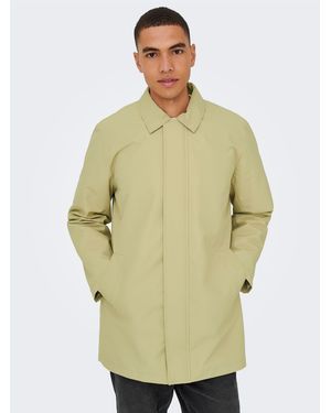 Only & Sons Long Coat Lightweight Autumn Winter - Green