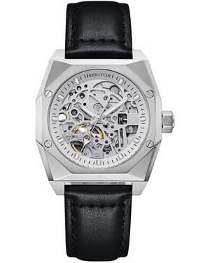 Heritor Elliott Leather-Band Watch - Metallic