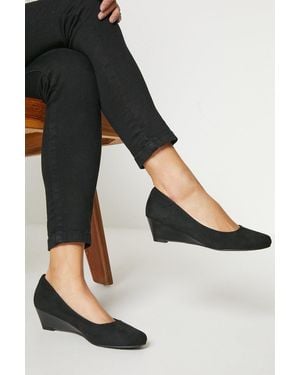 Good for the Sole Cerys Comfort Low Wedge Heel Court Shoes - Black