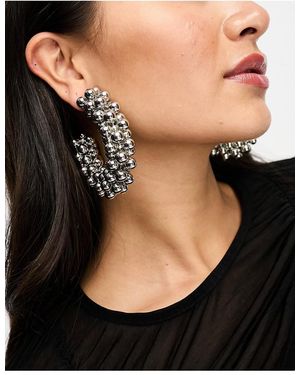 ASOS 75Mm Hoop Earrings With Multi Ball - Black