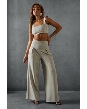 MissPap Corset High Waist Wide Leg Trousers - Black