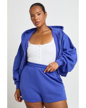 Boohoo Plus Thick Waist Band Shorts - Blue
