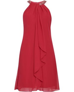 Gina Bacconi Jane Beaded Halterneck Chiffon Dress - Red
