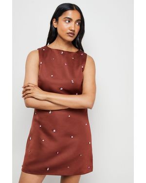 Warehouse Embellished Structured Sleeveless Sequin Mini Dress