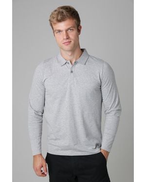 Tokyo Laundry Long Sleeve Cotton Polo Shirt - Grey