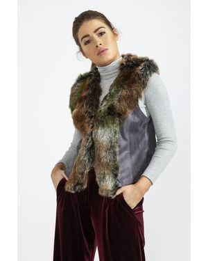 Jayley Luxury Faux Fur Suede Gilet - Multicolour