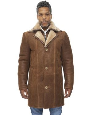 Infinity Leather Warm Shearling Sheepskin Coat-Florence - Brown