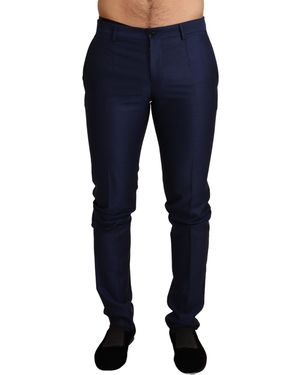 Dolce & Gabbana Wool Dress Formal Slim Trouser Trousers - Blue