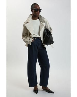 Karen Millen Funnel Neck Short Trench Coat - Blue