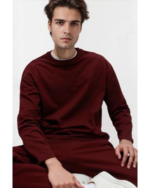 Secret Label Cotton Long Sleeve Oversized Top - Red