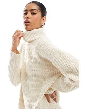 Vero Moda Waffle Texture Rollneck Jumper Co-Ord - Natural