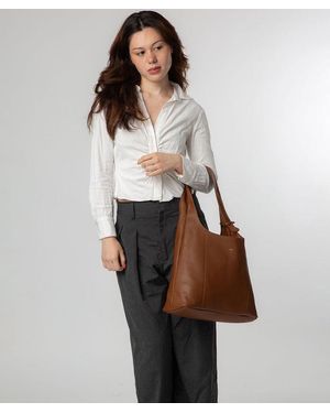 NiNa Amora 'Renata' Rich Leather Shoulder Bag - Grey