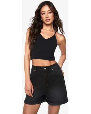 Boohoo Tall Denim Mom Short - Black