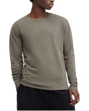 AllSaints T Shirts Long Sleeve Crew Neck Top - Grey