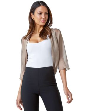 Roman Ruched Hem Chiffon Bolero - White