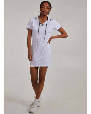 Pink Vanilla Sports Stripe Tennis Dress - White