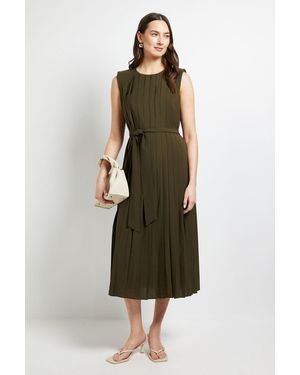 PRINCIPLES All Over Pleated Midi Dress - Green
