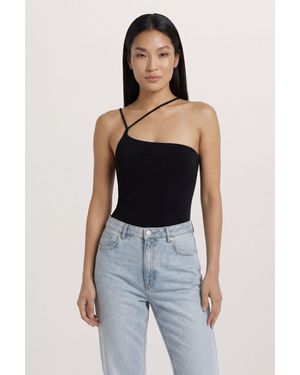 MissPap Slinky Double Strap Asymmetric Bodysuit - Blue