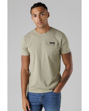 Firetrap Regular Fit Cotton T Shirt With Front Pocket - Green