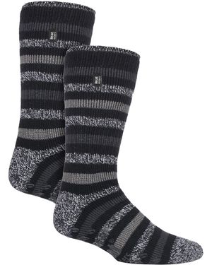 Heat Holders 2 Pair Winter Crew Slipper Socks - Grey