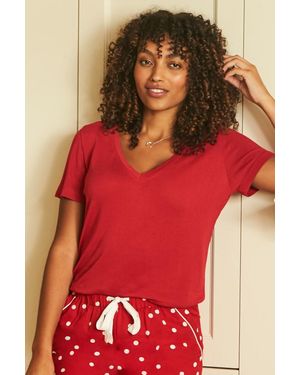 Sosandar Super Soft Jersey Pyjama T Shirt Viscose - Red