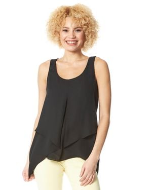 Roman Asymmetric Sleeveless Vest Top - Black