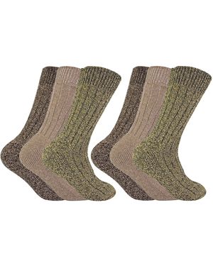 Sock Snob 6 Pack Thick Warm Wool Blend Hiking Socks - Green