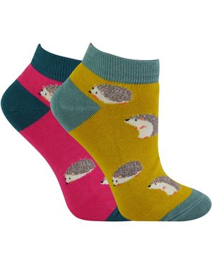 Miss Sparrow 2 Pair Multipack Ladies Bamboo Trainer Socks - Green