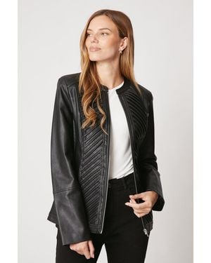 Wallis Faux Leather Pleat Detail Jacket - Grey