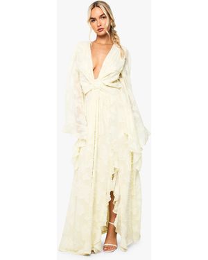 Boohoo Textured Cut Out Maxi Dress - Natural