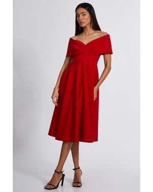 Quiz Skater Midi Dress - Red