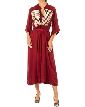 La Martina Dress With Wide 3/4 Sleeves Mandarin Style Collar Lwdg30 - Red