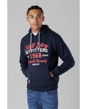 Tokyo Laundry Dark Cotton Blend Drawcord Hoody - Blue