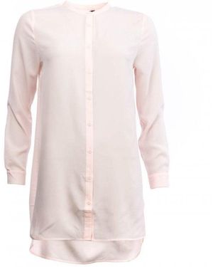 French Connection Class Crepe Light Long Sleeve Collarless Shirt - Pink