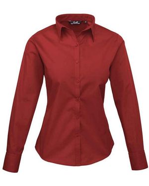 PREMIER Popeline Blouse Met Lange Mouwen - Rood
