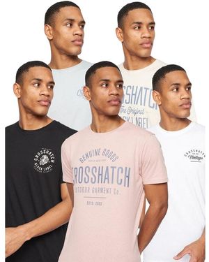 Crosshatch Fermal T-Shirt (Pack Of 5) (Multicoloured) - Brown