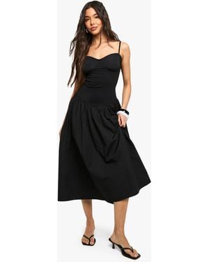 Boohoo Strappy Skater Midi Dress - Black