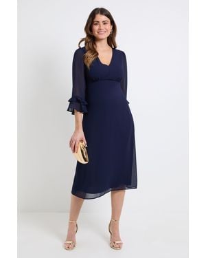 Wallis Flute Sleeve Midi Dress - Blue